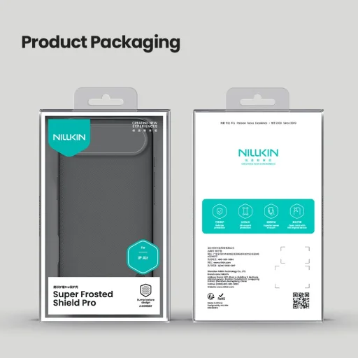  Apple iPhone Air átlátszó fekete Nillkin Super Frosted PRO hátlapi tok - 6