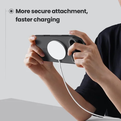  Apple iPhone 17 Pro Max Átlátszó Fekete Nillkin Super Frosted PRO Mágneses Tok - 3