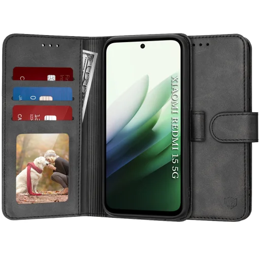 Xiaomi Redmi 15 4G / Redmi 15 5G Techsuit Diary Book Fekete tok - 1