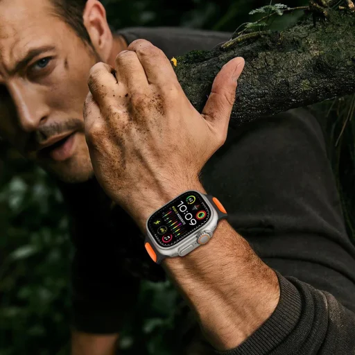 Apple Watch 8 / 9 / 10 / 11 / SE / Ultra (44 / 45 / 46 / 49 mm) Tech-protect Iconband Line fekete/sötétkék - 8