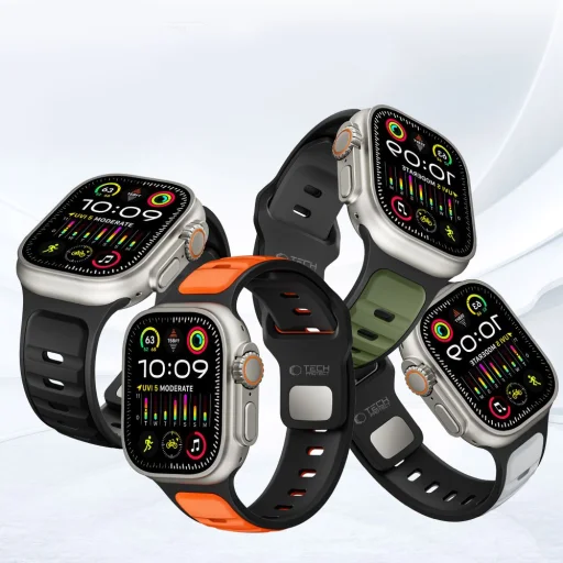 Apple Watch 8 / 9 / 10 / 11 / SE / Ultra (44 / 45 / 46 / 49 mm) Tech-protect Iconband Line fekete/sötétkék - 4