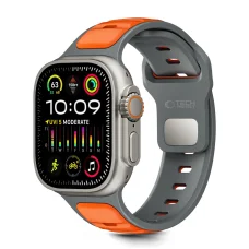Apple Watch 8 / 9 / 10 / 11 / SE / Ultra (44 / 45 / 46 / 49 mm) Tech-Protect Iconband Line Szürke/Narancs