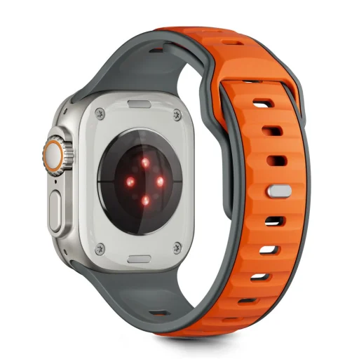 Apple Watch 8 / 9 / 10 / 11 / SE / Ultra (44 / 45 / 46 / 49 mm) Tech-Protect Iconband Line Szürke/Narancs - 2