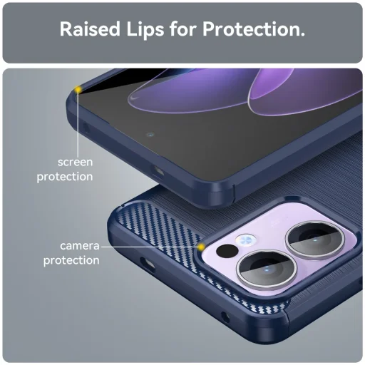 Oppo Reno13 F 4G Kék Techsuit Szénszálas Szilikon tok - 5