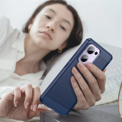 Oppo Reno13 F 4G Kék Techsuit Szénszálas Szilikon tok - 6