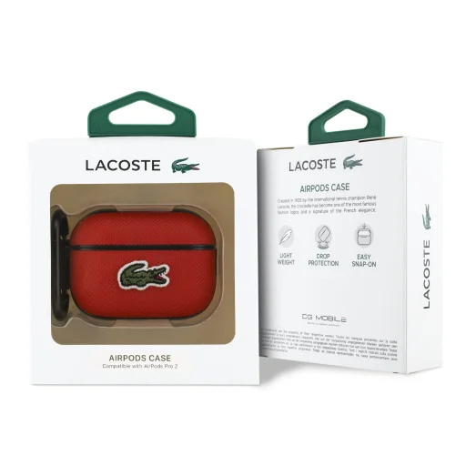  AirPods Pro 2 piros Lacoste Petit Pique Croc Logo Patch tok - 4