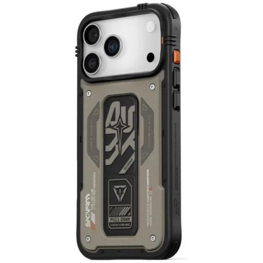 iPhone 17 Pro Max Skinarma Aegis tok mágneses töltés + fogantyú állvány szürke - 2