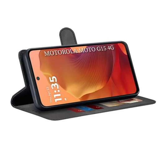 Motorola Moto G15 / G15 Power - Techsuit Diary Book - Fekete tok - 2