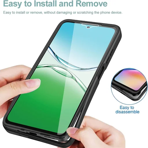 Oppo A5 4G Fekete Techsuit - ColorVerse 360 Series + Képernyővédő tok - 5