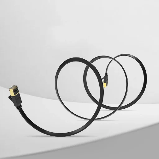 Ugreen Ethernet patch kábel U/FTP Cat. 7 10Gb/s lapos 0,5m fekete (NW106) - 10