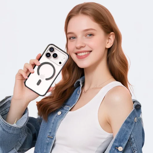  iPhone 17 Pro fekete Rock Crystal Armor sorozat mágneses tok - 4