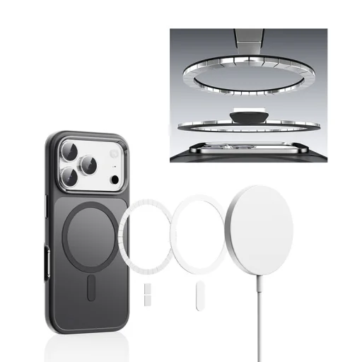  iPhone 17 Pro Fekete Rock Guard Touch Matte sorozatú mágneses tok (fém lencsekeret) - 2