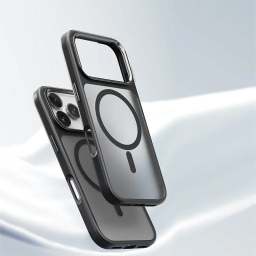  iPhone 17 Pro Fekete Rock Guard Touch Matte sorozatú mágneses tok (fém lencsekeret) - 3