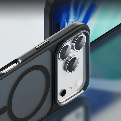  iPhone 17 Pro Fekete Rock Guard Touch Matte sorozatú mágneses tok (fém lencsekeret) - 6