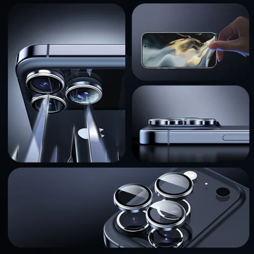  iPhone 17 Fekete Rock edzett üveg Pure Series kamera lencse (2 db lencse) üvegfólia - 2