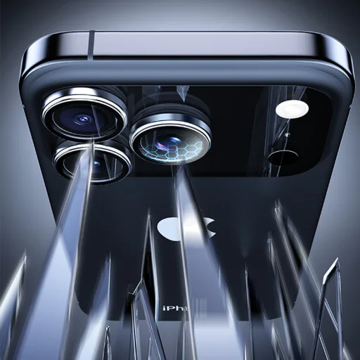  iPhone 17 Fekete Rock edzett üveg Pure Series kamera lencse (2 db lencse) üvegfólia - 4