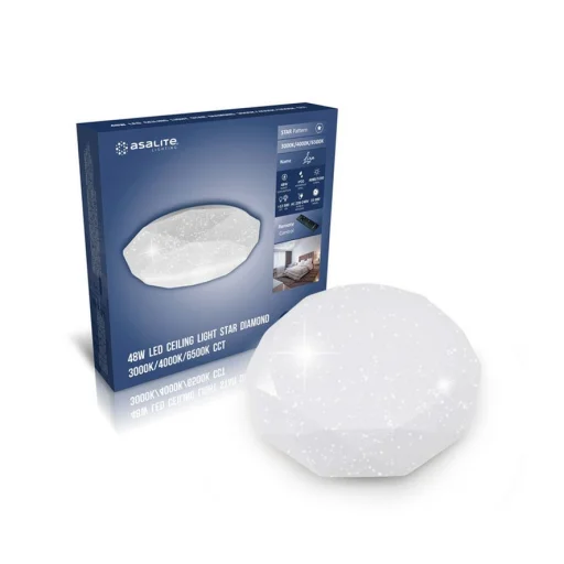 Asalite LED Mennyezeti Lámpa LIZA 48W 3000K/4000K/6500K (4080 lumen) Gyémánt/Csillagos + Távirányító CCT - 2