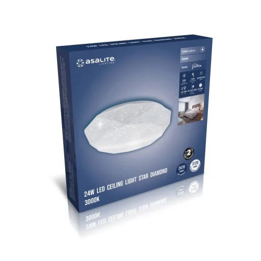 Asalite LED Mennyezeti Lámpa VICTORIA 24W 3000K (2050 lumen) Gyémánt/Csillagos - 6