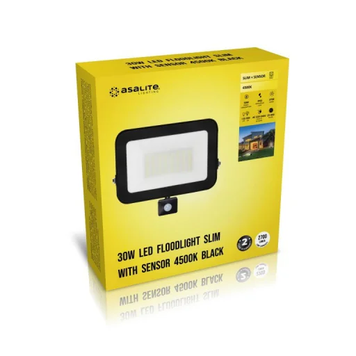 Asalite LED Reflektor Slim 30W 4500K (2700 lumen) + Mozgásérzékelő Szenzor - 3