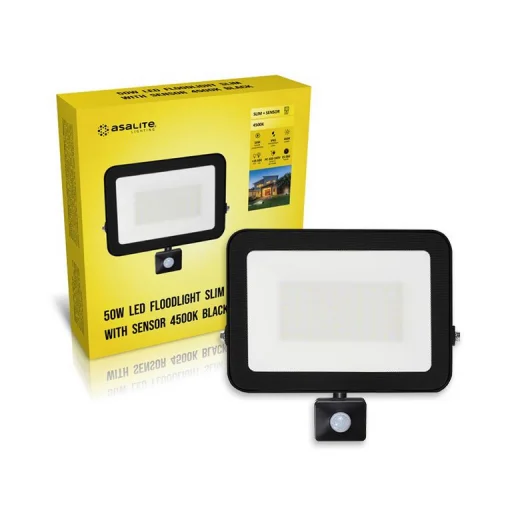 Asalite LED Reflektor Slim 50W 4500K (4500 lumen) + Mozgásérzékelő Szenzor - 2