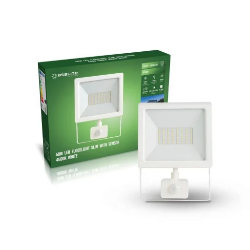 Asalite LED Fehér Reflektor Slim 50W 4500K (4500 lumen) + Mozgásérzékelő Szenzor - 2