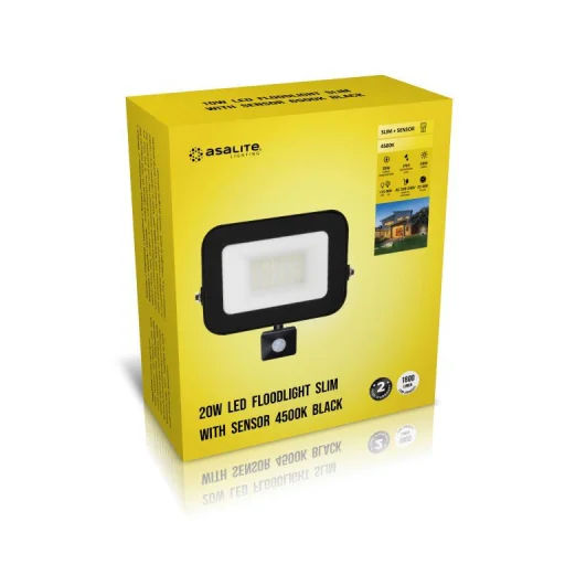 Asalite LED Reflektor Slim 20W 4500K (1800 lumen) + Mozgásérzékelő Szenzor - 3