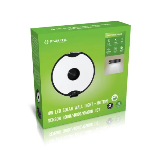 Asalite LED Napelemes Kültéri Lámpa IP44 4W (500 lumen) Fekete + Szenzor CCT - 3
