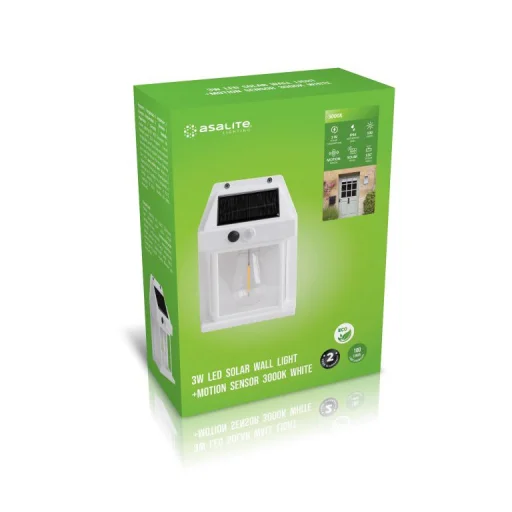 Asalite Napelemes Kültéri Lámpa IP44 3W 3000K (100 lumen) Fehér + PIR Szenzor - 5