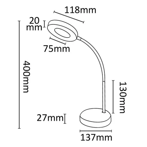 Asalite LED Asztali Lámpa 6W (500 lumen) Fekete - 3
