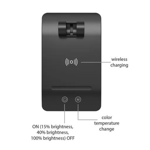 Asalite LED Asztali Lámpa Dimmerelhető 7W (450 lumen) CCT Wireless USB Ezüst - 7