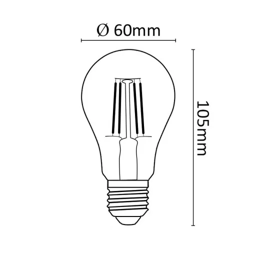 Asalite LED Izzó A60 filament gömb E27 7W 2700K (806 lumen) - 3