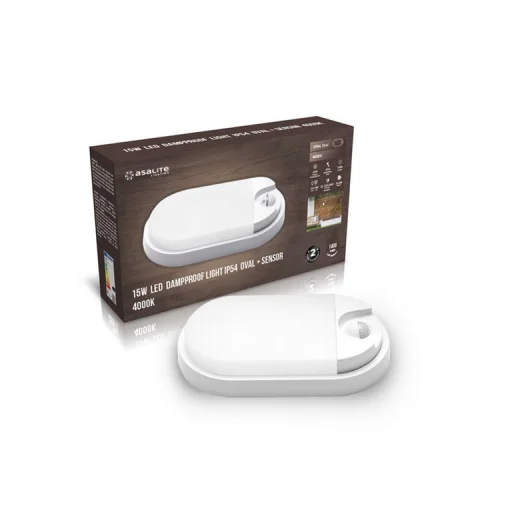 Asalite LED Cseppálló Lámpa IP54 15W 4000K(1400 lumen) Ovális+Szenzor - 2