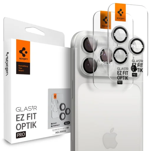 iPhone 14 Pro / Pro Max / 15 Pro / Pro Max / 16 Pro / Pro Max / 17 Pro / Pro Max Spigen Optik Pro Glas.tr "Ez Fit" Kamera védő 2-pack Ezüst üvegfólia - 1