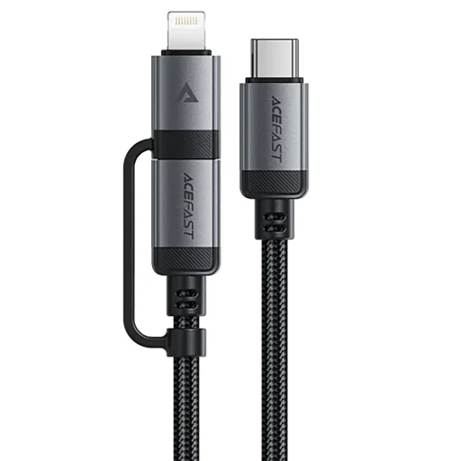  Acefast - Adatkábel (C20-01) - USB-C Type-C-hez, Lightning, 60W, Gyors töltés, Hajlításálló, MFi Tanúsítvánnyal, 1.2m - Fekete - 1