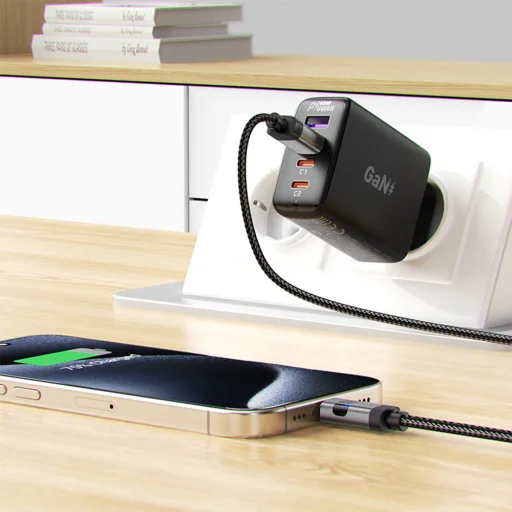  Acefast - Adatkábel (C15-04) - digitális kijelzővel, gyors töltés, Type-C to Type-C, 66W, 11V/6A, cink ötvözet, 1.2m - Fekete - 5