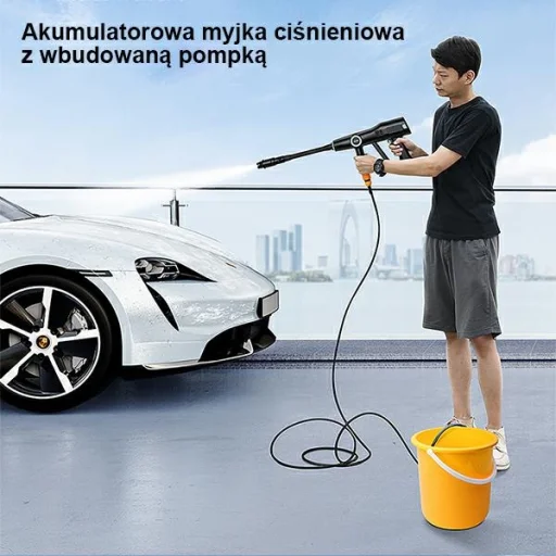 USAMS nyomásmosó 5000mAh + kerti tömlő 5m fekete - 3