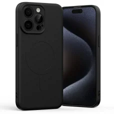 iPhone 15 Pro Max Mercury MagSafe Félig-szilikonos fekete tok