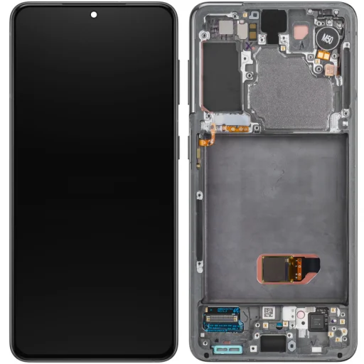 LCD kijelzőmodul Samsung Galaxy S21 5G G991, kamera nélkül, szürke - 1