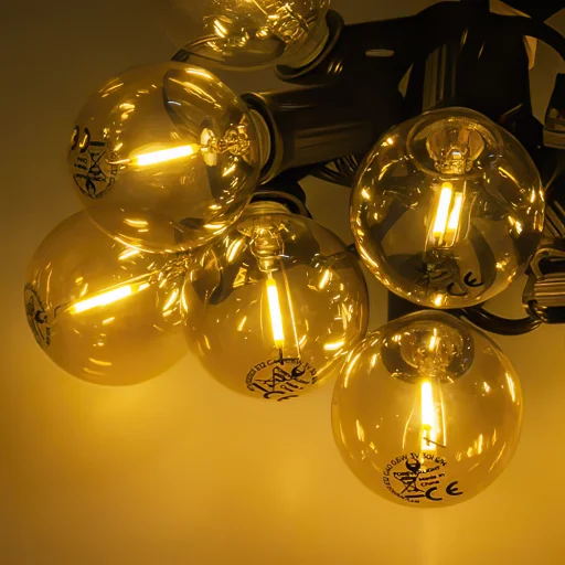 Solar Garland 5,5m +10 LED izzó filament arany E12 G40 IP44 - 4