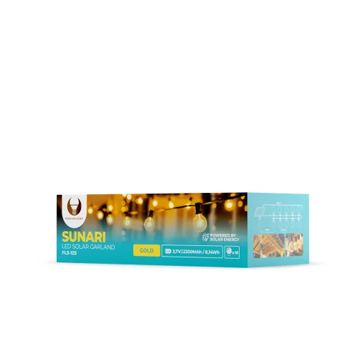 Solar Garland 5,5m +10 LED izzó filament arany E12 G40 IP44 - 5