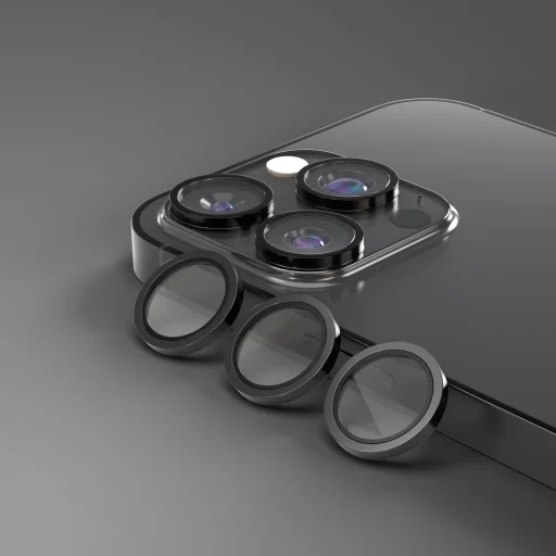 iPhone 15 Pro / 15 Pro Max kamera lencsevédő fekete üvegfólia - 3