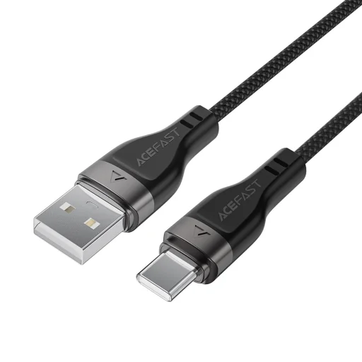  USB to Type-C 1,2 m Acefast Data Cable (C11-04) Mágneses Feltekerhető, Gyors Töltés, Állítható Hosszúság, 3A - Fekete - 2