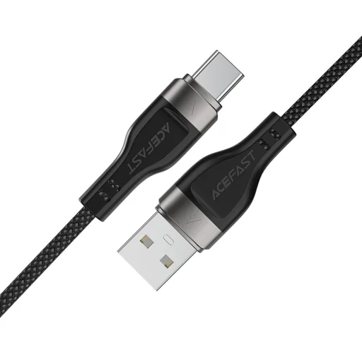  USB to Type-C 1,2 m Acefast Data Cable (C11-04) Mágneses Feltekerhető, Gyors Töltés, Állítható Hosszúság, 3A - Fekete - 4