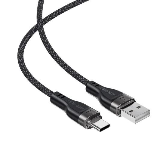  USB to Type-C 1,2 m Acefast Data Cable (C11-04) Mágneses Feltekerhető, Gyors Töltés, Állítható Hosszúság, 3A - Fekete - 5