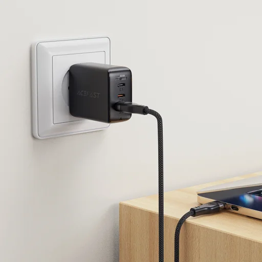  USB to Type-C 1,2 m Acefast Data Cable (C11-04) Mágneses Feltekerhető, Gyors Töltés, Állítható Hosszúság, 3A - Fekete - 7