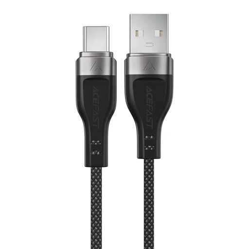 USB to Type-C 1,2 m Acefast Data Cable (C11-04) Mágneses Feltekerhető, Gyors Töltés, Állítható Hosszúság, 3A - Fekete - 1
