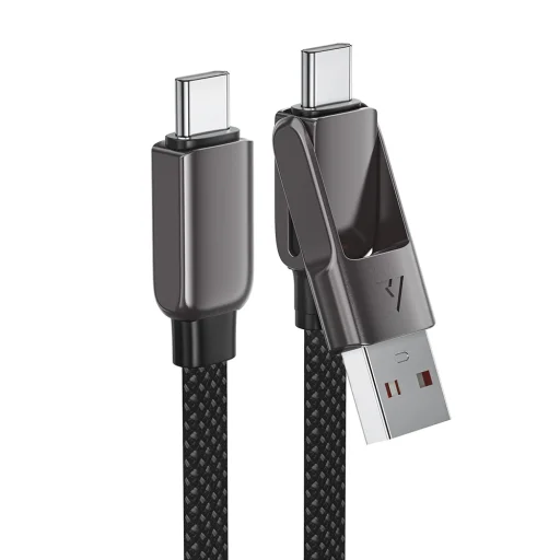  Acefast Type-C to USB Gyors Töltés Adatkábel (C13-05), Type-C, 60W, 3A, Hajlításálló, Rövid Kialakítás, 0.2m - Fekete - 4