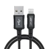  USB to Lightning 2.4A Fekete Acefast Data Cable (C4-02) - Gyors Töltés, Alumínium Ötvözet, 1.8m - 1