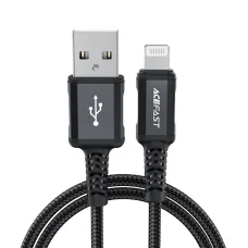  USB to Lightning 2.4A Fekete Acefast Data Cable (C4-02) - Gyors Töltés, Alumínium Ötvözet, 1.8m