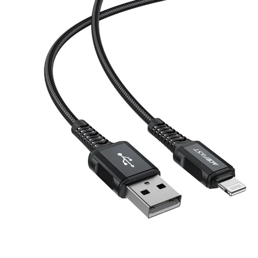  USB to Lightning 2.4A Fekete Acefast Data Cable (C4-02) - Gyors Töltés, Alumínium Ötvözet, 1.8m - 3